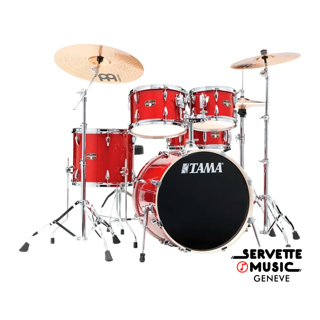 Tama Imperialstar 10T/12T/14F/20B/14S Burnt Red Mist avec stands