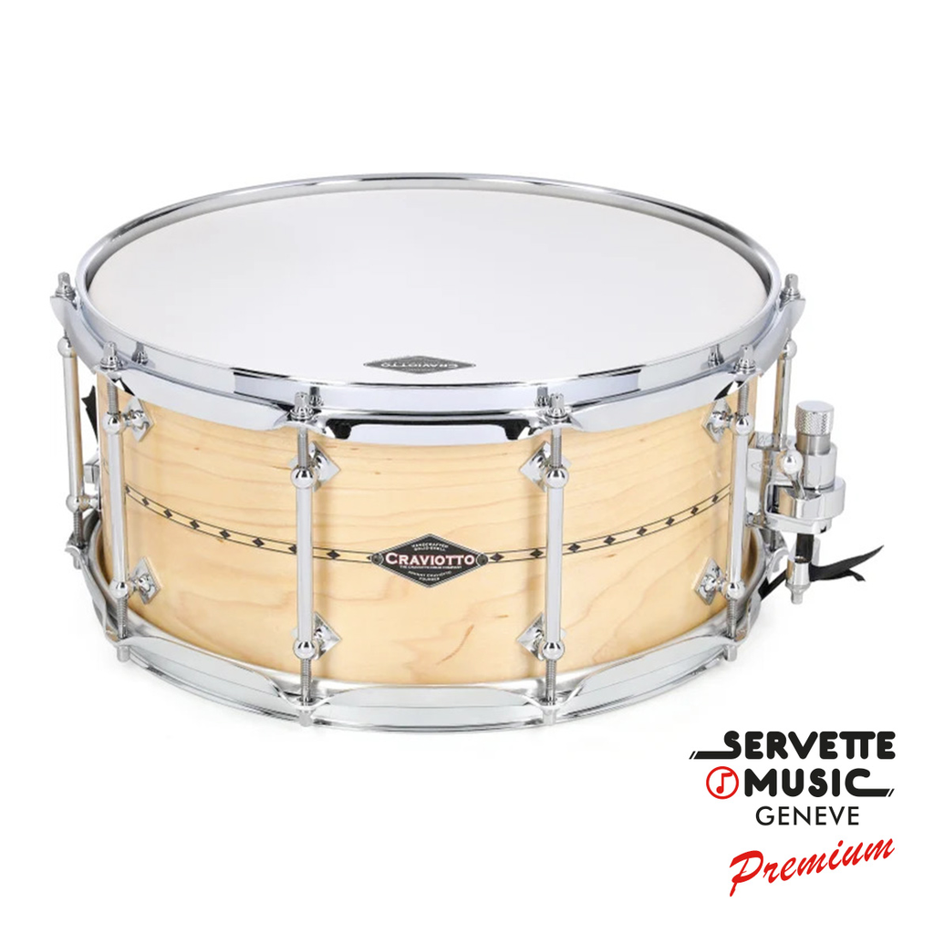 Craviotto Snare Drum Custom Shop Maple Natural Inlay 14x6.5