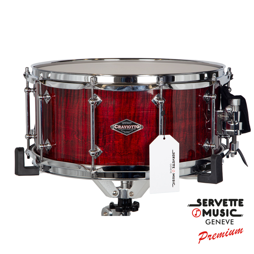 Craviotto Snare Drum Custom Shop Curly Maple Ebonized Red 14x6.5